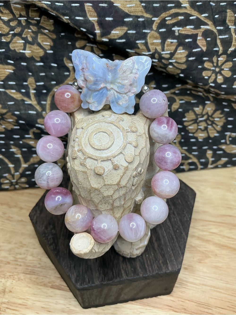Purple Rose Quartz with Ocean Jasper Butterfly